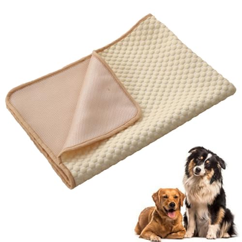 champracer 2 Stück Kühlmatte Hund, Die Innovative Kühlmatte Für Hunde, Ungiftig Kühlkissen für Haustiere, Selbstkühlend Kühlendes Hundebett, für Drinnen, Draußen und Auto (Beige,150x100 cm) von champracer