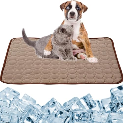 champracer 2 Stück Kühlmatte für Hunde, wasserdichte Kühlmatte, Schlafmatten für Hunde und Katze in Käfigen, maschinenwaschbar,langlebig,weich, selbstkühlend (40x30 cm,Curry) von champracer