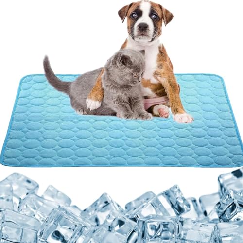 champracer 2 Stück Kühlmatte für Hunde, wasserdichte Kühlmatte, Schlafmatten für Hunde und Katze in Käfigen, maschinenwaschbar,langlebig,weich, selbstkühlend (40x30 cm,Himmelblau) von champracer