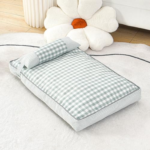 champracer Hundebett waschbar mit abnehmbarem Kissen Hundekissen Flauschig mit rutschfeste Unterseite weiche Hundehütte für kleine mittelgroße Hunde und Katzen (Grün,S-65 * 45cm) von champracer