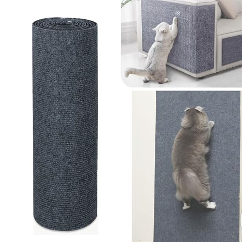 champracer Katzen Kratzmatte, Kratzwand für Katzen, Kratzschutz Sofa Katze, Selbstklebende Kratzmatte für Katzen, DIY Kratzteppich Katze Wiederverwendbar Kratzteppich Katze (Dunkelgrau,40x200 cm) von champracer