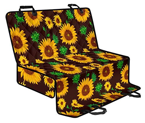 chaqlin Hund Autositzbezug mit gelbem Sonnenblumenmuster für Frauen Autozubehör, wasserdichte, kratzfeste Haustierreisehängematte, rutschfeste, weich gepolsterte Rücksitzschutzmatte für alle PKWs LKW SUVs-L von chaqlin
