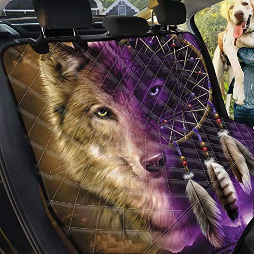 chaqlin Hundedecke für Auto Rücksitz Kofferraumabdeckungen für Hunde Hand Auto Decke mit Sicherheitsgurt, Tier Wolf Rücksitzbezüge für Hunde mit Fenster Aufbewahrungstasche (X-Large) von chaqlin