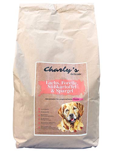 charlys delicate | mit Lachs, Forelle, Süßkartoffel & Spargel | getreidefreies Hundefutter (12 kg) von charlys delicate