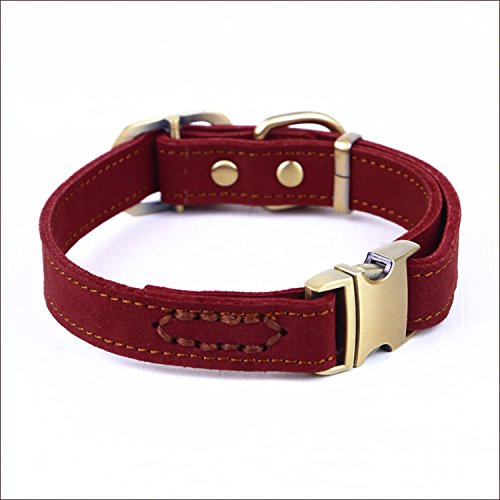 CHEDE Luxuriöses Hundehalsband aus echtem Leder, handgefertigt für mittelgroße Hunderassen, mit feinstem Echtleder-Halsband, das stilvoll, weich, stark und bequem ist (groß, rot) von chede