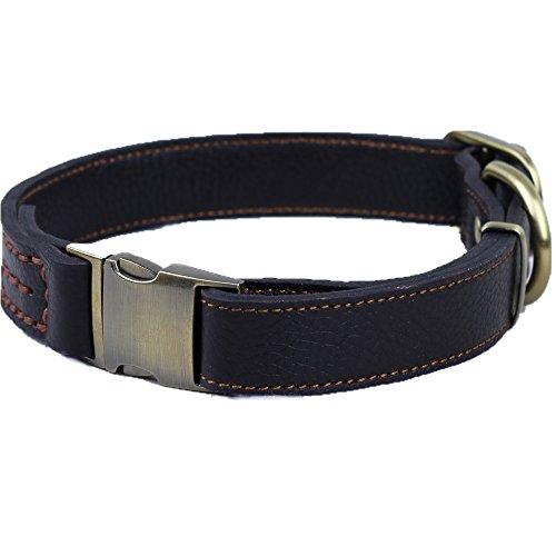 CHEDE Luxuriöses Hundehalsband aus echtem Leder, handgefertigt für mittelgroße und große Hunderassen, mit feinstem Echtleder-Halsband, das stilvoll, weich, stark und bequem ist, Schwarz CHEDE Luxuriöses Hundehalsband aus echtem Leder, handgefertigt für mittelgroße und große Hunderassen, mit feinstem Echtleder-Halsband, das stilvoll, weich, stark und bequem ist, Schwarz von chede