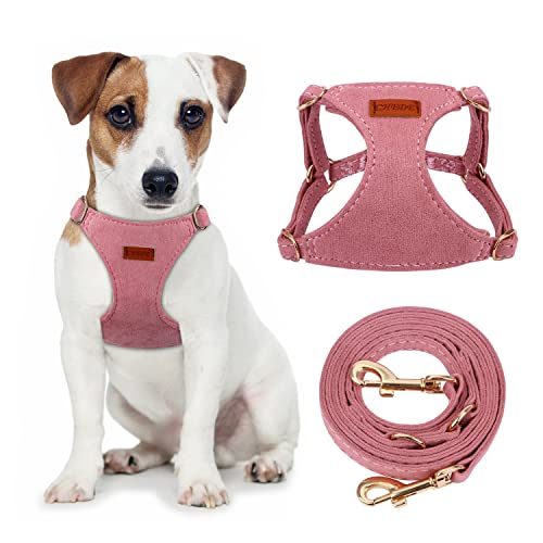 CHEDE No Pull Puppy Harness and Multifunction Dog Leash Set - 8 Colors Soft Adjustable No Choke Escape Proof Cute ,Lightweight Pet Vest Harness for Small and Medium Dog (M, Antique Pink) von chede