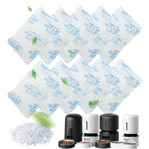 chenyell 10er Pack x 25g Trockenmittel für Futterautomaten Katze, Silicagel Beutel, Universell für Katzenfutterautomaten, Einfach anzuwenden, Weiße Trockenmittelbeutel von chenyell