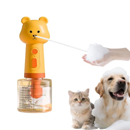 Elektrischer Spender Hundeshampoo Sprüher Shampoo Schaumspender für Haustier, schäumender Seifenspender für Badewanne, Küchenspüle Reinigung (Gelb) von chichendianzi