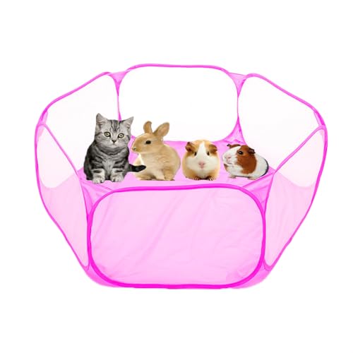 Tragbares Haustier-Laufstall, Mehrzweck-Netzgehege für Kleintiere, Indoor-Outdoor-Spielzelt, Weiß und Blau (Rosa) von chichendianzi