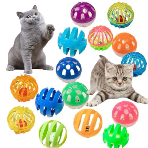 chichendianzi Katzenspielzeug, interaktives Glockenbälle-Set, leichte Kunststoff-Trainingsbälle für Kätzchen, verschiedene Farben, 16-teilig chichendianzi Katzenspielzeug, interaktives Glockenbälle-Set, leichte Kunststoff-Trainingsbälle für Kätzchen, verschiedene Farben, 16-teilig von chichendianzi