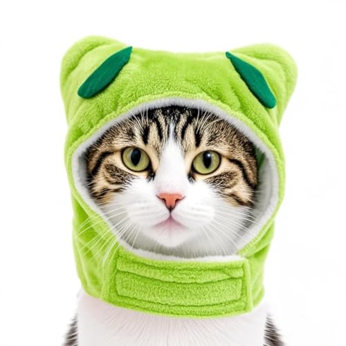 Haustier-Kopfbedeckung mit Hasenohren-Design, rosa Schutzhut für Katzen und kleine Hunde (Frosch, M) von chichenshangwu