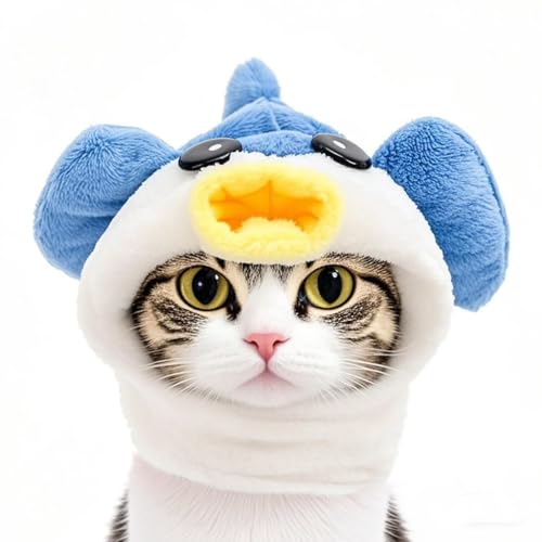 Haustier-Kopfbedeckung mit Hasenohren-Design, rosa Schutzhut für Katzen und kleine Hunde (Kugelfisch, S) von chichenshangwu