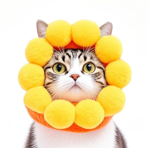 Haustier-Kopfbedeckung mit Hasenohren-Design, rosa Schutzhut für Katzen und kleine Hunde (Sonnenblume, M) von chichenshangwu
