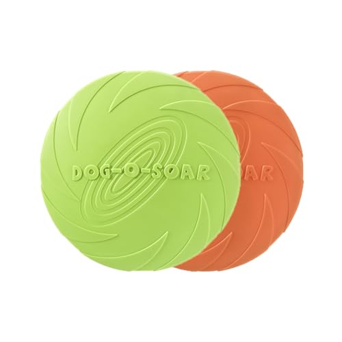 Hunde-Frisbee-Spielzeug, Naturkautschuk, bissfest, rutschfestes Design, für Training und Bewegung, Blau (Grün + Orange, 18 cm) von chichenshangwu