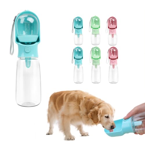 Hunde-Wasserflasche mit Futterbehälter, Reise-Welpen-Wassernapf, tragbarer Haustierspender, Katzen-Spaziergänge und Wandern, Geschenk (Blau, 500 ml) von chichenshangwu
