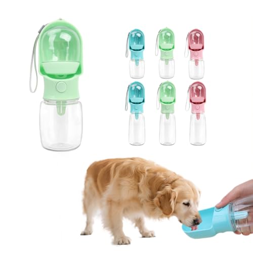 Hunde-Wasserflasche mit Futterbehälter, Reise-Welpen-Wassernapf, tragbarer Haustierspender, Katzen-Spaziergänge und Wandern, Geschenk (grün, 320 ml) von chichenshangwu
