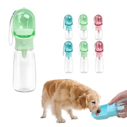Hunde-Wasserflasche mit Futterbehälter, Reise-Welpen-Wassernapf, tragbarer Haustierspender, Katzen-Spaziergänge und Wandern, Geschenk (grün, 500 ml) von chichenshangwu