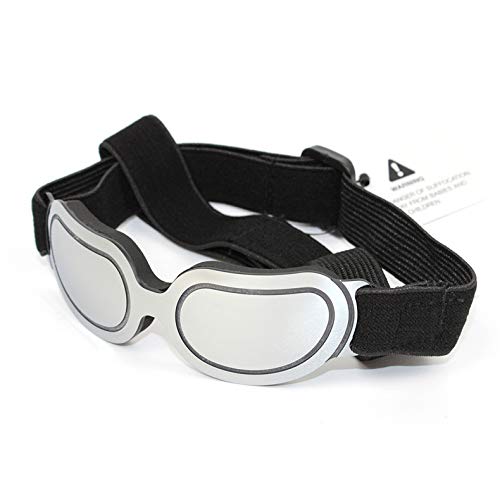 Hundebrille für kleine Rassen, Welpen-Sonnenbrille, UV-Schutz, Sommer-Augenschutz für kleine Hunde, Outdoor-Fahren, Reiten, Winter, Anti-Beschlag-Haustier-Schneebrille (Silber) von chichenshangwu