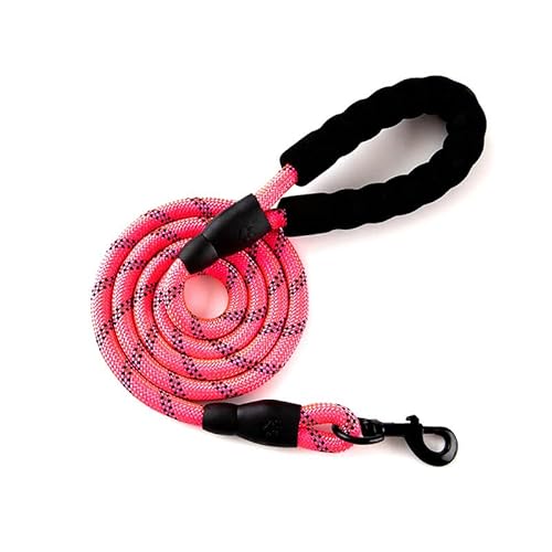 Hundeleine mit rutschfestem gepolstertem Griff, 360° drehbarer Karabinerhaken, robuste Zinklegierung, Schwarz und Neongrün (Rosa, 5 m) von chichenshangwu