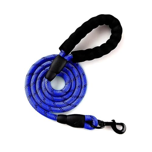 Hundeleine mit rutschfestem gepolstertem Griff, um 360° drehbarer Karabinerhaken, robuste Zinklegierung, Schwarz und Neongrün (Durk Blue, 3M) von chichenshangwu