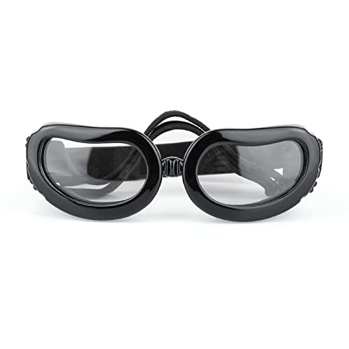 Hundesonnenbrille für kleine Rassen, UV-Schutz, Brille für kleine Hunde, verstellbarer Riemen, winddicht, Anti-Beschlag-Sonnenbrille (transparent) von chichenshangwu
