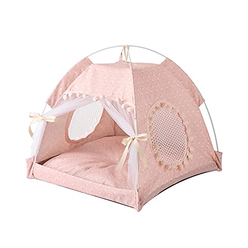 Katzen-Prinzessinnen-Zelt, niedliches Blumenhöhle, Nest, Bett, tragbares Hundezelt, Größe M: 38 x 38 x 36 cm, rosa Blume, Größe L Katzen-Prinzessinnen-Zelt, niedliches Blumenhöhle, Nest, Bett, tragbares Hundezelt, Größe M: 38 x 38 x 36 cm, rosa Blume, Größe L von chichenshangwu
