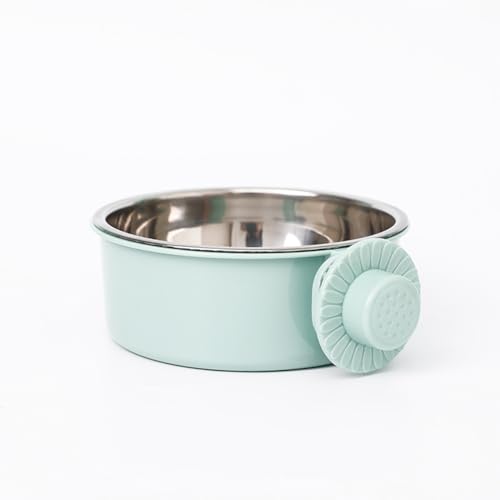 Pet Crate Bowls, Stainless Steel Dog Cage Hanging Bowl Removable Food Water Bowls for Dogs Cats Small Animals (Green, M) von chichenshangwu