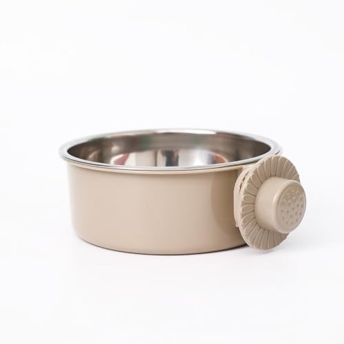 Pet Crate Bowls, Stainless Steel Dog Cage Hanging Bowl Removable Food Water Bowls for Dogs Cats Small Animals (Grey, M) von chichenshangwu