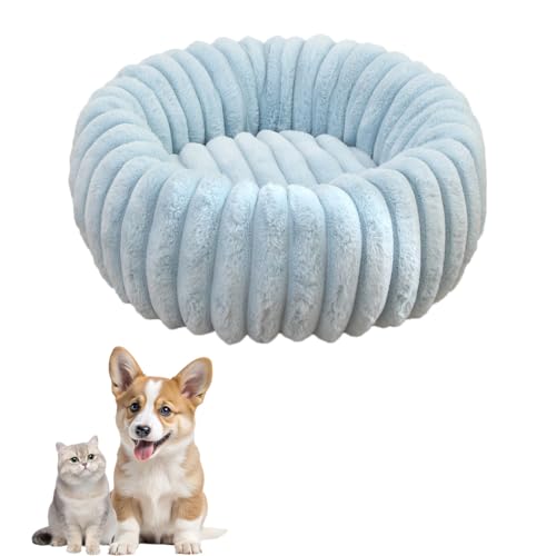 chichenshangwu Donut Hundebett für kleine und mittelgroße Hunde, waschbares Kunstfell mit Cord-Fleece und rutschfester Unterseite, rundes Haustierbett mit abnehmbarem Bezug, Blau, L-80 cm chichenshangwu Donut Hundebett für kleine und mittelgroße Hunde, waschbares Kunstfell mit Cord-Fleece und rutschfester Unterseite, rundes Haustierbett mit abnehmbarem Bezug, Blau, L-80 cm von chichenshangwu