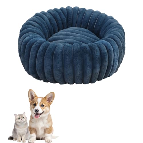 chichenshangwu Donut Hundebett für kleine und mittelgroße Hunde, waschbares Kunstfell mit Cord-Fleece und rutschfester Unterseite, rundes Haustierbett mit abnehmbarem Bezug, Dunkelblau, L-80 cm chichenshangwu Donut Hundebett für kleine und mittelgroße Hunde, waschbares Kunstfell mit Cord-Fleece und rutschfester Unterseite, rundes Haustierbett mit abnehmbarem Bezug, Dunkelblau, L-80 cm von chichenshangwu