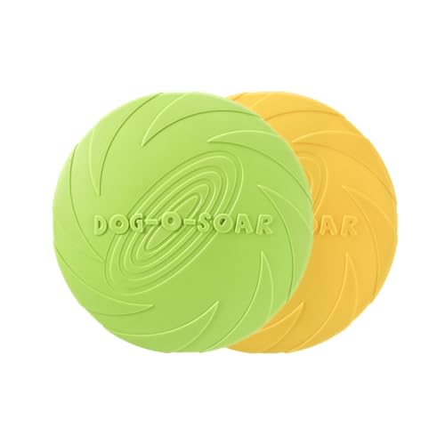 chichenshangwu Hunde-Frisbee-Spielzeug, Naturkautschuk, bissfest, rutschfestes Design, für Training und Bewegung, Blau (Grün + Gelb, 18 cm) von chichenshangwu