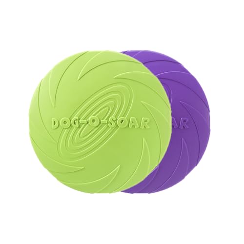 chichenshangwu Hunde-Frisbee-Spielzeug, Naturkautschuk, bissfest, rutschfestes Design, für Training und Bewegung, Blau (Grün + Lila, 15 cm) von chichenshangwu