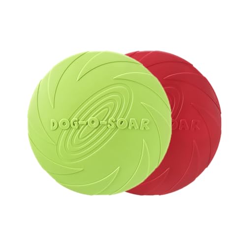 chichenshangwu Hunde-Frisbee-Spielzeug, Naturkautschuk, bissfest, rutschfestes Design, für Training und Bewegung, Blau (Grün + Rot, 18 cm) von chichenshangwu