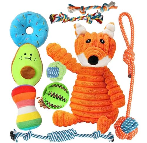 chichenshangwu Hundespielzeug-Set, Plüsch-Fuchs, Leckerli-Ball, Baumwollseil-Spielzeug, weiches Spielzeug für kleine und mittelgroße Hunde, 10 Stück chichenshangwu Hundespielzeug-Set, Plüsch-Fuchs, Leckerli-Ball, Baumwollseil-Spielzeug, weiches Spielzeug für kleine und mittelgroße Hunde, 10 Stück von chichenshangwu