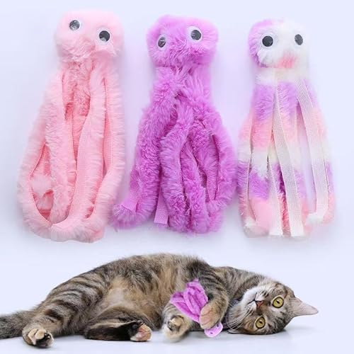 chichenshangwu Katzenspielzeug-Kissen, weiches und langlebiges Knistergeräusch mit Katzenminze im Inneren, fördert Kätzchen-Übung, interaktiver Indoor-Kätzchen-Kicker (Oktopus) von chichenshangwu