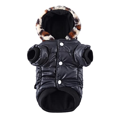 Kleiner Haustier-Welpen-Warmer Winter-Pullover-Kapuzenpulli-Kleidung-Hündchen-Katzen-wasserdichter Dicker Mantel für kleine Hunderassen wie Chihuahua Windhund Zubehör (Black, S) von chiphop