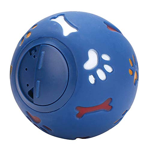 chiphop Große Plüschige Katzenballspielzeuge Futterspender aus Gummi für Kibble- mit, interaktives Süßigkeiten-Kauspielzeug Welpenkauknochen Zum Zahnen (Blue, L) von chiphop