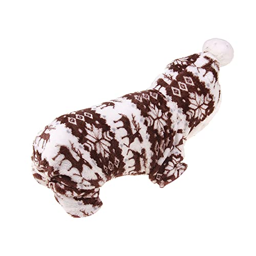 chiphop Hundepyjama, weiche Korallenfleece-Haustierkleidung, kleine und mittelgroße vierbeinige Hundekleidung Hundepullover Mit Totenkopf (1-Coffee, M) von chiphop