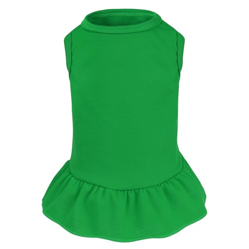 Hundekleid, Katzenrock, einfarbig, für den Sommer, ärmellos, für Welpen, Mädchen, Kleidung für kleine Haustiere, Hunde, Katzen (Dunkelgrün, Größe M) von choyaxo