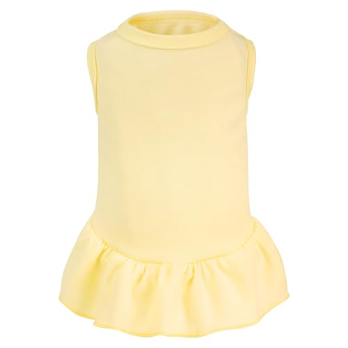 Hundekleid, Katzenrock, einfarbig, für den Sommer, ärmellos, für Welpen, Mädchen, Kleidung für kleine Haustiere, Hunde, Katzen (Gelb, M) von choyaxo