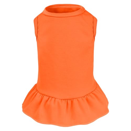 Hundekleid, Katzenrock, einfarbig, für den Sommer, ärmellos, für Welpen, Mädchen, Kleidung für kleine Haustiere, Hunde, Katzen (Orange, Größe S) von choyaxo