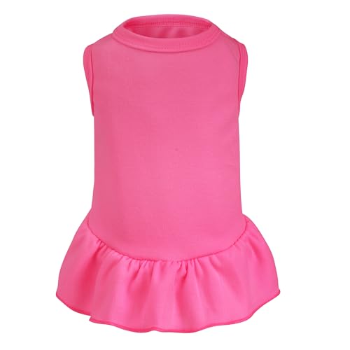 Hundekleid, Katzenrock, einfarbig, für den Sommer, ärmellos, für Welpen, Mädchen, Kleidung für kleine Haustiere, Hunde, Katzen (Rosa, Größe L) von choyaxo