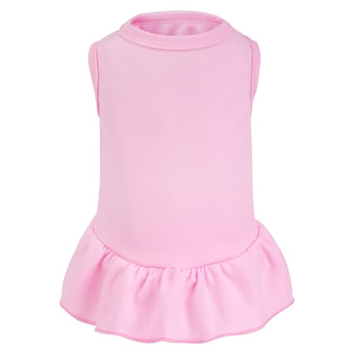 Hundekleid, Katzenrock, einfarbig, für den Sommer, ärmellos, für Welpen, Mädchen, Kleidung für kleine Haustiere, Hunde, Katzen (Rosa, Größe M) von choyaxo