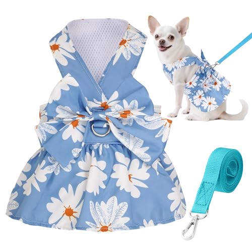 Hundekleid mit Blumenmuster, Schleife, niedliches Welpen-Kleid, Haustier-Outfits für Welpen, Katzen, Frühling und Sommer Hundekleid mit Blumenmuster, Schleife, niedliches Welpen-Kleid, Haustier-Outfits für Welpen, Katzen, Frühling und Sommer von choyaxo