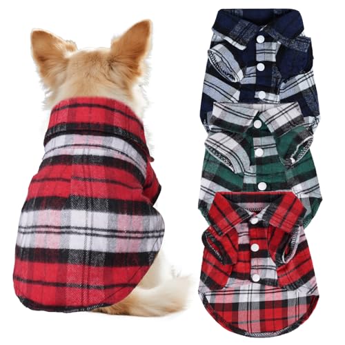 Hundekleidung, kariert, für kleine Haustiere, Hunde, Katzen, Weihnachtskostüm, Größe M, 3 Stück von choyaxo