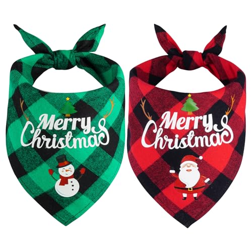 choyaxo 2 x Weihnachts-Hundehalstücher mit Karomuster, Baumwollstoff, für kleine Haustiere, Hunde, Katzen choyaxo 2 x Weihnachts-Hundehalstücher mit Karomuster, Baumwollstoff, für kleine Haustiere, Hunde, Katzen von choyaxo