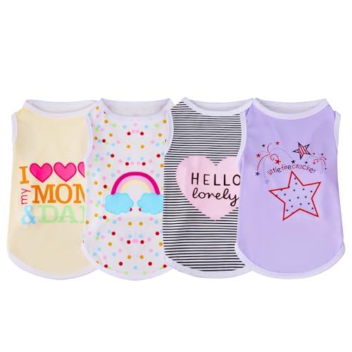 choyaxo 4 x Hundekleidung, bedruckte Weste für Chiuahahaha, kleine Hunde, Kätzchen, Frühling und Sommer choyaxo 4 x Hundekleidung, bedruckte Weste für Chiuahahaha, kleine Hunde, Kätzchen, Frühling und Sommer von choyaxo