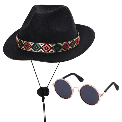 choyaxo Cowboy-Kostüm-Set für Haustiere, inklusive Cowboyhut, Sonnenbrille für Hunde und Katzen von choyaxo