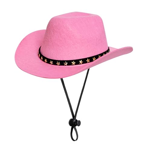 choyaxo Cowboy-Kostüm für Haustiere, Cosplay, Mütze, Halloween-Kostüme für Hunde, Katzen, Haustier-Party-Dekoration, Mini-Cowboyhut (rosa, groß) von choyaxo